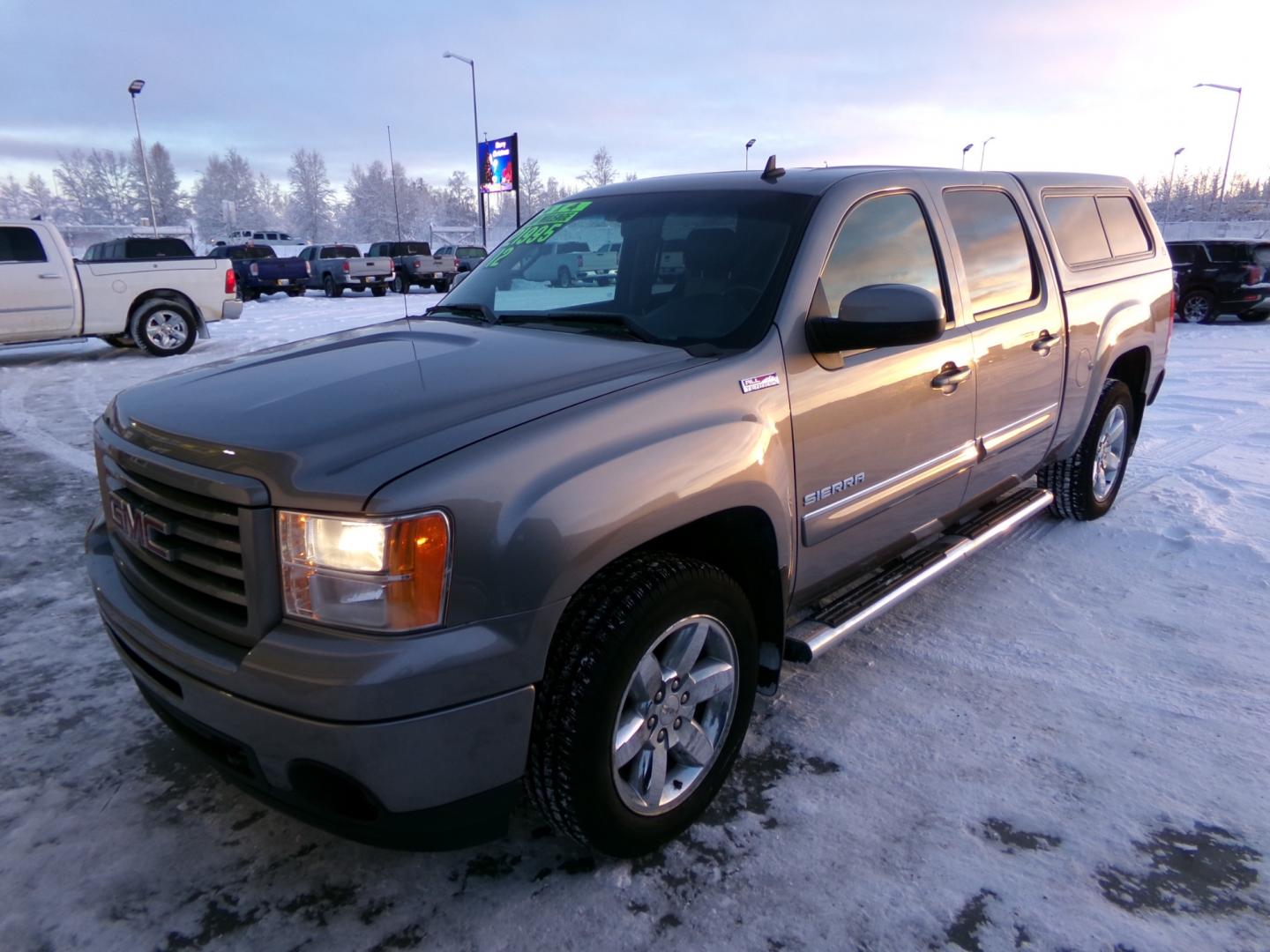 2012 Grey /Black GMC Sierra 1500 SLT Crew Cab 4WD (3GTP2WE70CG) with an 5.3L V8 OHV 16V FFV engine, 6-Speed Automatic transmission, located at 2630 Philips Field Rd., Fairbanks, AK, 99709, (907) 458-0593, 64.848068, -147.780609 - Photo#0